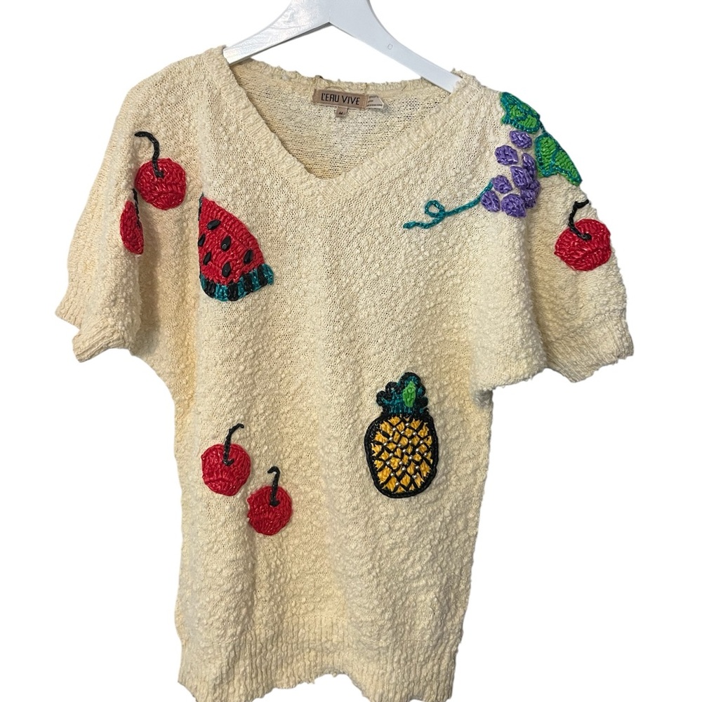 Vintage Embroderied Fruit Sweater